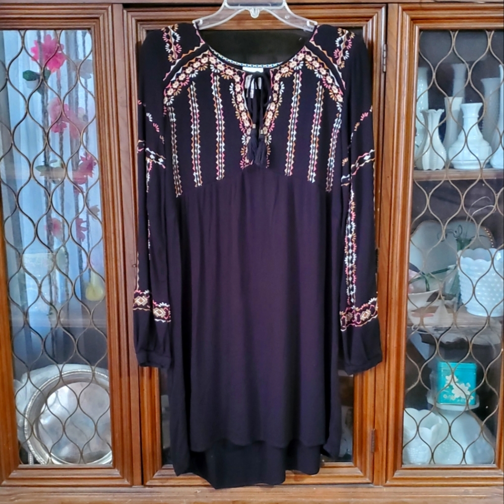 Knox Rose Black Boho Tunic Dress